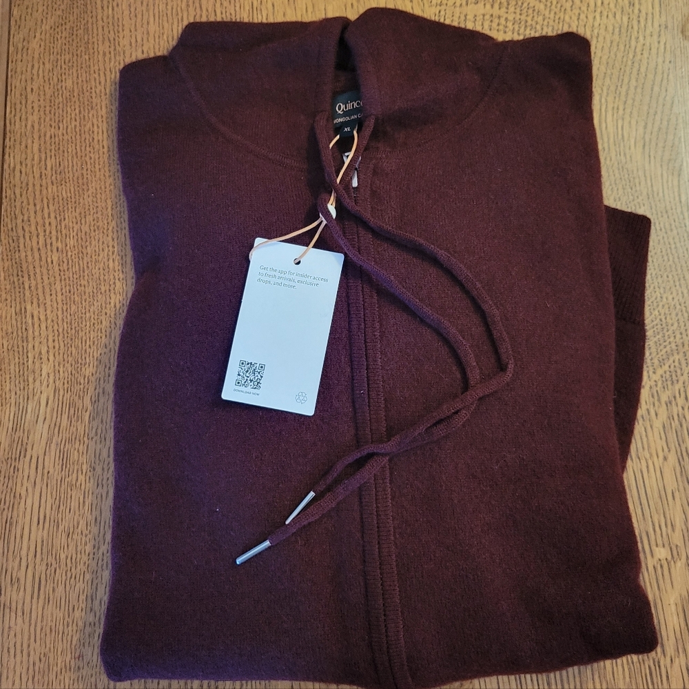 Quince Mongolian Cashmere Full-zip hoodie - rich burgandy - Picture 10 of 12